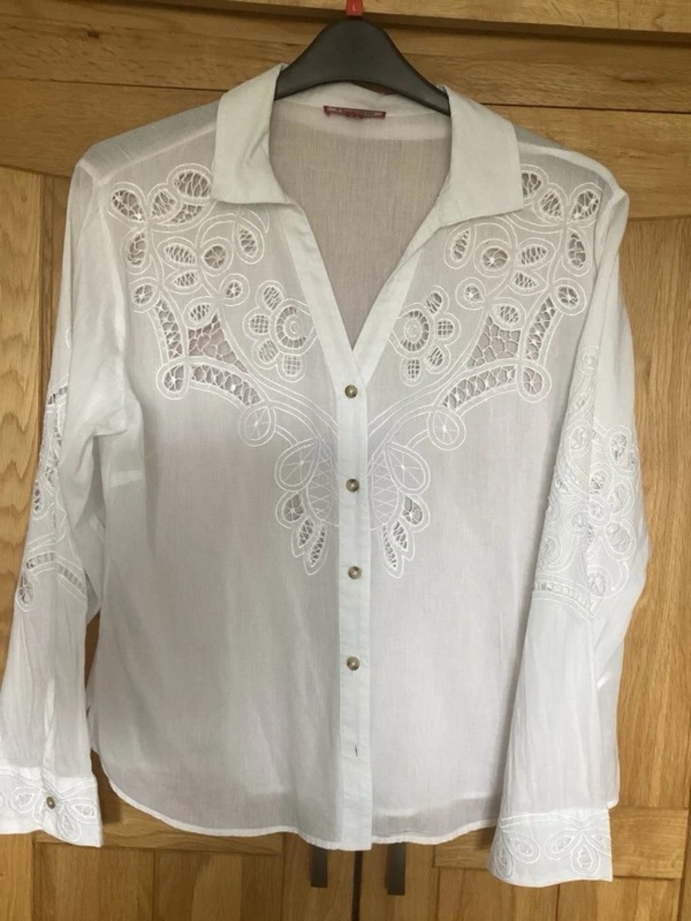 Joe Browns White Button-Front Embroidered Shirt